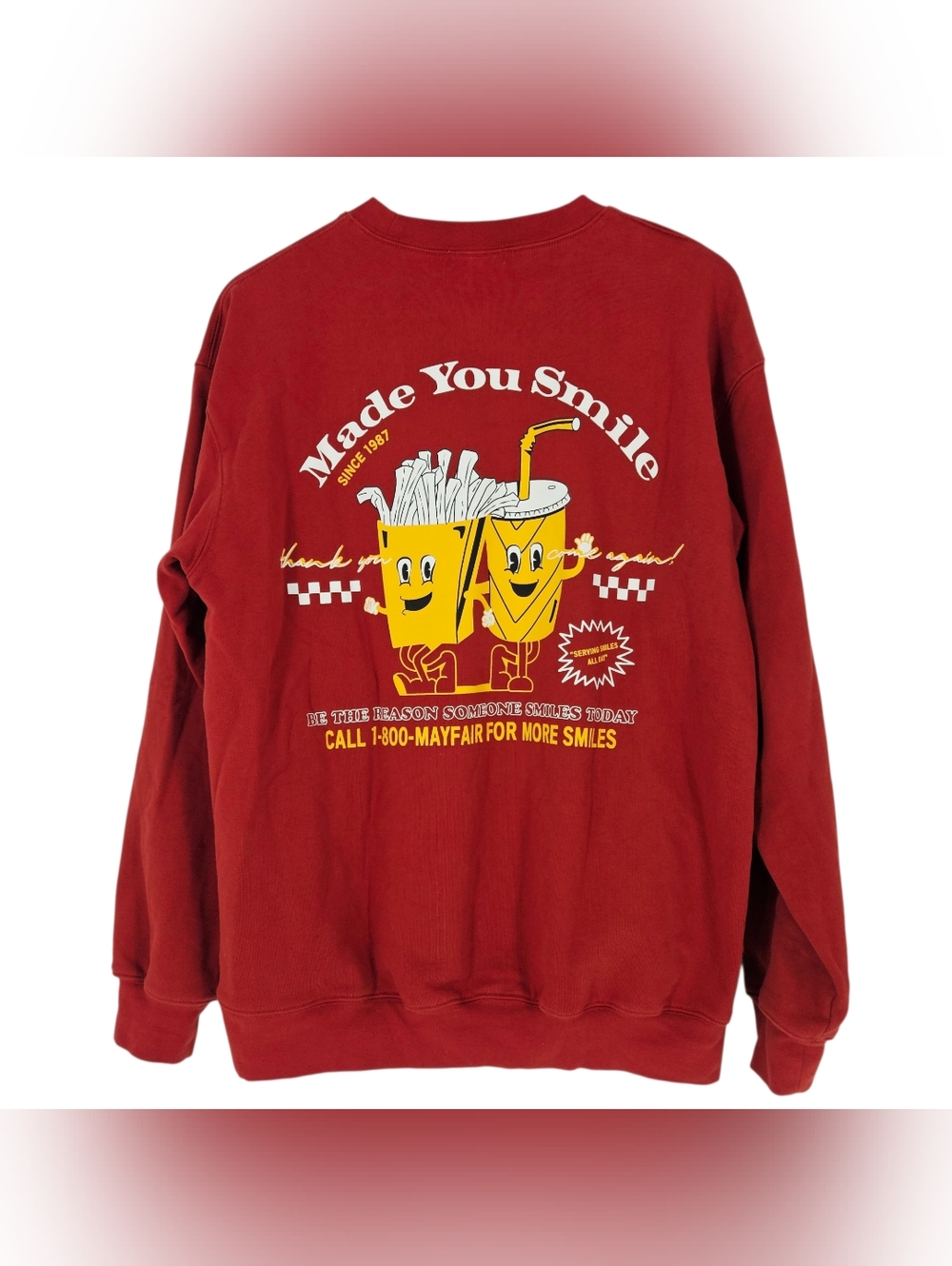 The Mayfair Group Red Made You Smile French Fry Graphic Sweatshirt In Cherry